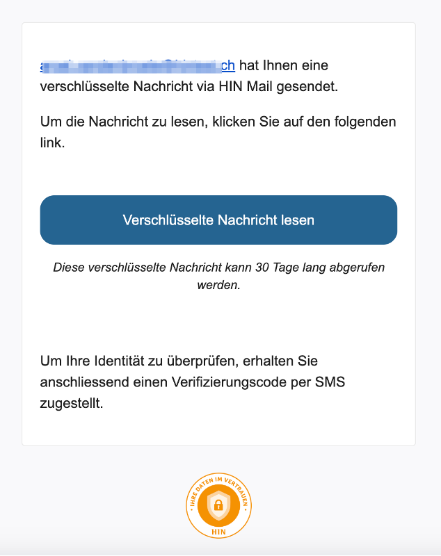 HIN Mail an Nichtmitglieder: Nachricht lesen