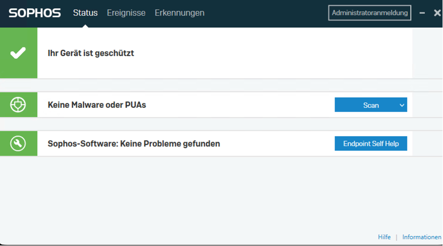 Sophos: Statusmeldung
