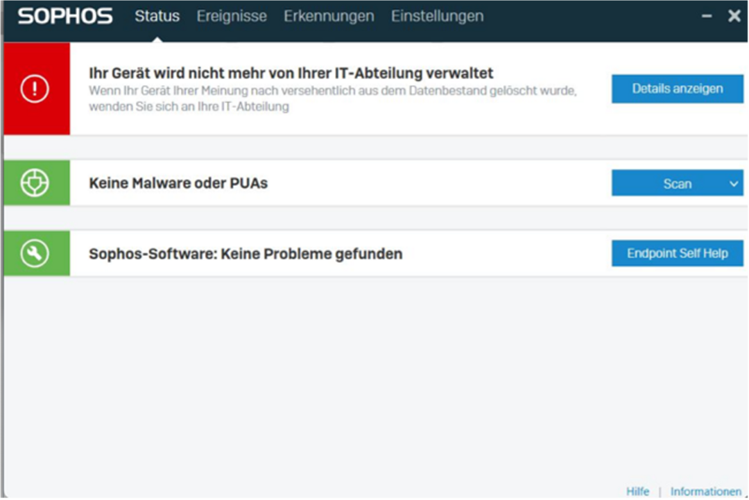 Sophos: Ihr Gerät wird nicht mehr verwaltet