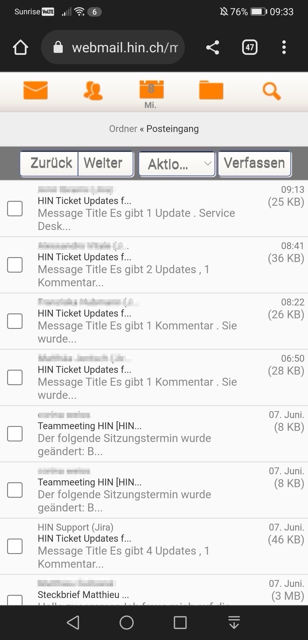 HIN Webmail auf Android